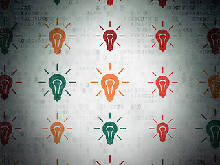 Image showing Business concept: Light Bulb icons on Digital Paper background