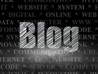 Image showing Web design concept: Blog in grunge dark room