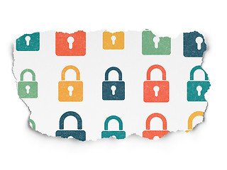 Image showing Security concept: Closed Padlock icons on Torn Paper background