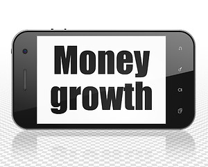 Image showing Banking concept: Smartphone with Money Growth on display