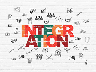 Image showing Business concept: Integration on wall background