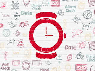 Image showing Time concept: Hand Watch on wall background