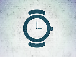 Image showing Time concept: Hand Watch on Digital Paper background