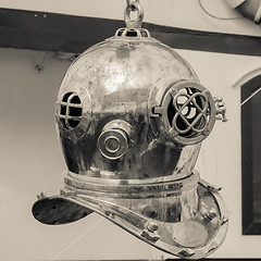 Image showing Copper old diving helmet