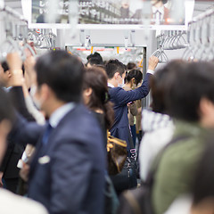 Image showing Passengers traveling by Tokyo metro.