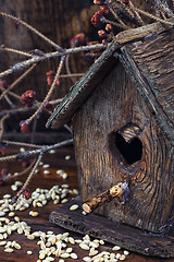 Image showing retro wooden birdhouse