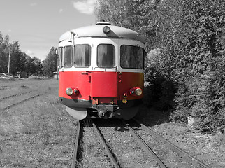 Image showing one old railbuss on the station