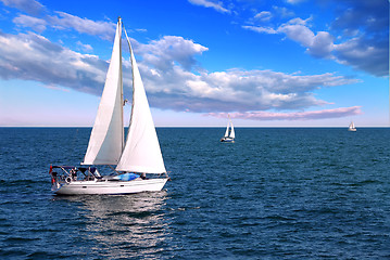 Image showing Sailboats at sea