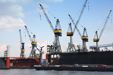 Image showing Port of Hamburg on the river Elbe, the largest port in Germany