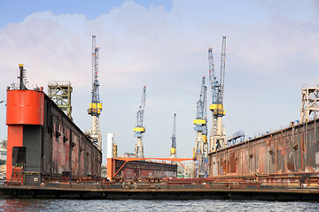 Image showing Port of Hamburg on the river Elbe, the largest port in Germany