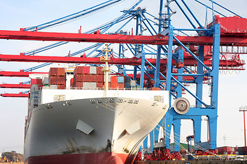 Image showing Port of Hamburg on the river Elbe, the largest port in Germany