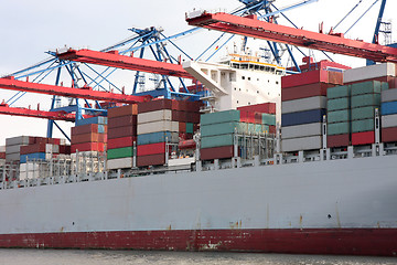 Image showing Port of Hamburg on the river Elbe, the largest port in Germany