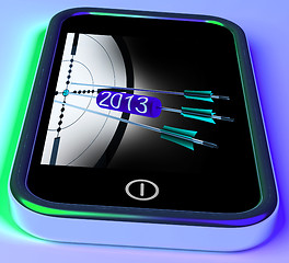 Image showing 2013 Arrows On Smartphone Showing Future Goals