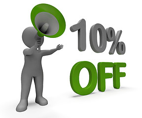 Image showing Ten Percent Off Character Means Offer Reductions Or Sale\r