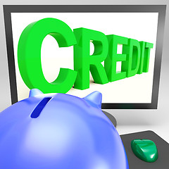 Image showing Credit On Monitor Showing Money Loan