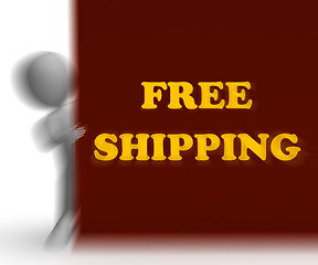 Image showing Free Shipping Placard Means Shipping Charges Included