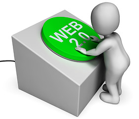 Image showing Web 2.0 Button Means Website Or Model And Platform