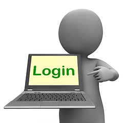 Image showing Login Character Laptop Shows Website Sign In Or Signin