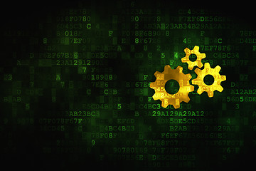 Image showing Information concept: Gears on digital background
