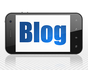 Image showing Web development concept: Smartphone with Blog on display