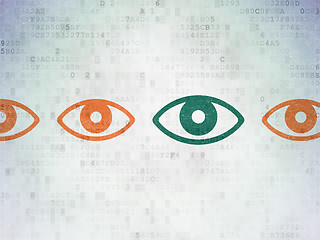Image showing Security concept: eye icon on Digital Paper background
