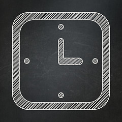 Image showing Time concept: Watch on chalkboard background