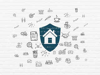 Image showing Business concept: Shield on wall background