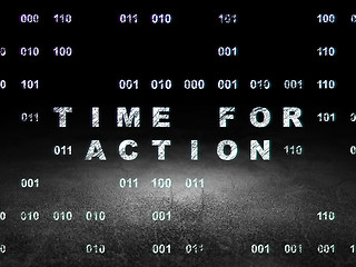 Image showing Timeline concept: Time for Action in grunge dark room