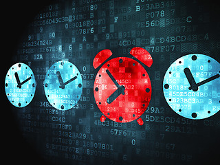 Image showing Time concept: Alarm Clock on digital background