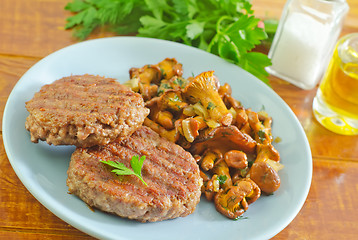 Image showing burgers with fried mushrooms