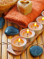 Image showing soap,salt and candles