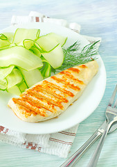 Image showing chicken fillet with cucumber salad