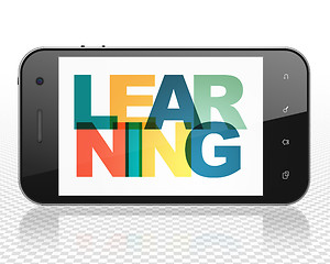 Image showing Studying concept: Smartphone with Learning on  display