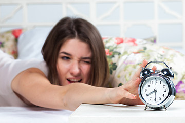 Image showing The young girl in bed