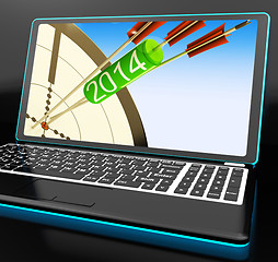 Image showing 2014 Arrows On Laptop Showing Festivities