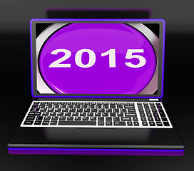 Image showing Two Thousand And Fifteen On Laptop Shows New Year 2015