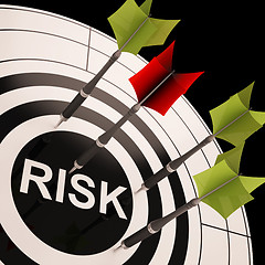 Image showing Risk On Dartboard Shows Risky Business