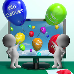 Image showing We Deliver Balloons From Computer Showing Delivery Shipping Or L