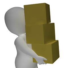 Image showing Delivery By 3d Character Shows Packages Postal