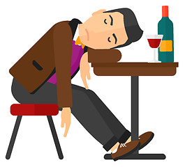 Image showing Man sleeping in bar. 