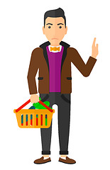 Image showing Man holding supermarket basket.