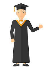 Image showing Graduate showing thumb up sign.