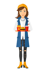 Image showing Woman with fast food.