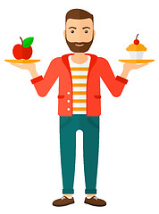 Image showing Man with apple and cake.