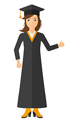 Image showing Graduate showing thumb up sign.