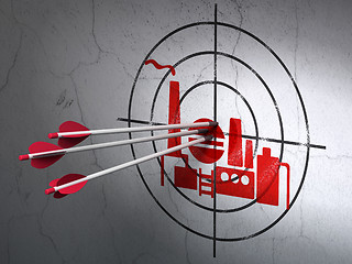 Image showing Business concept: arrows in Oil And Gas Indusry target on wall background