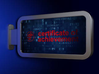 Image showing Learning concept: Certificate of Achievement and Head With Gears on billboard background