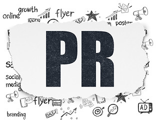 Image showing Advertising concept: PR on Torn Paper background