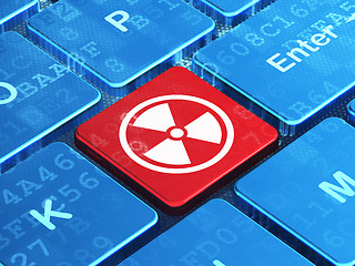 Image showing Science concept: Radiation on computer keyboard background