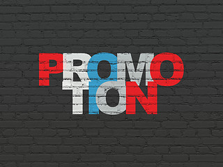 Image showing Marketing concept: Promotion on wall background